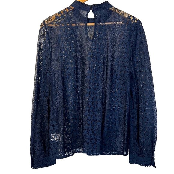 ModCloth Winsome Whims Navy Blue Star Lace Blouse XL Whimsigoth Witchy Goth - Picture 3 of 5